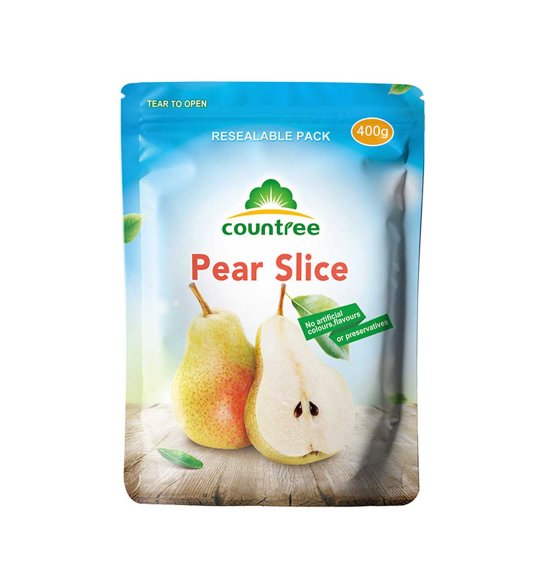 Pear slice in pouch