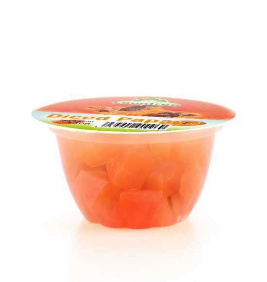 Papaya dices in fruit cups