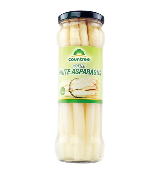 White asparagus spears in jar 