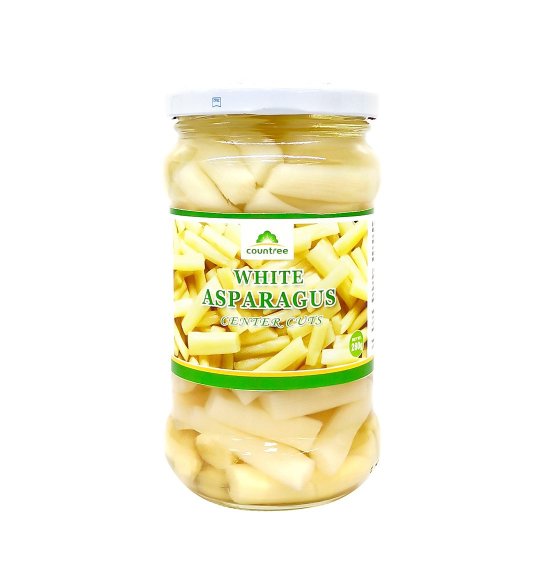 White asparagus cuts  in jar