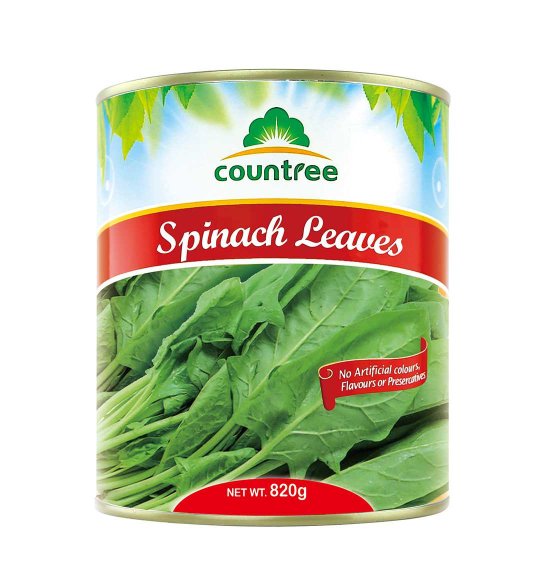 Canned spinach leaves 820g