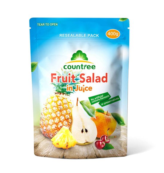 Fruit salad in pouch