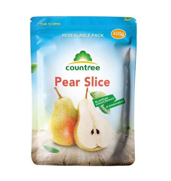 Pear slice in pouch