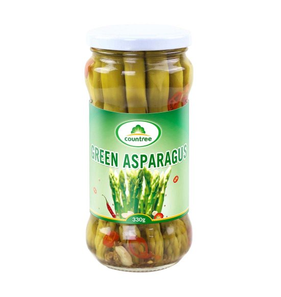 Grilled pickled green asparagus
